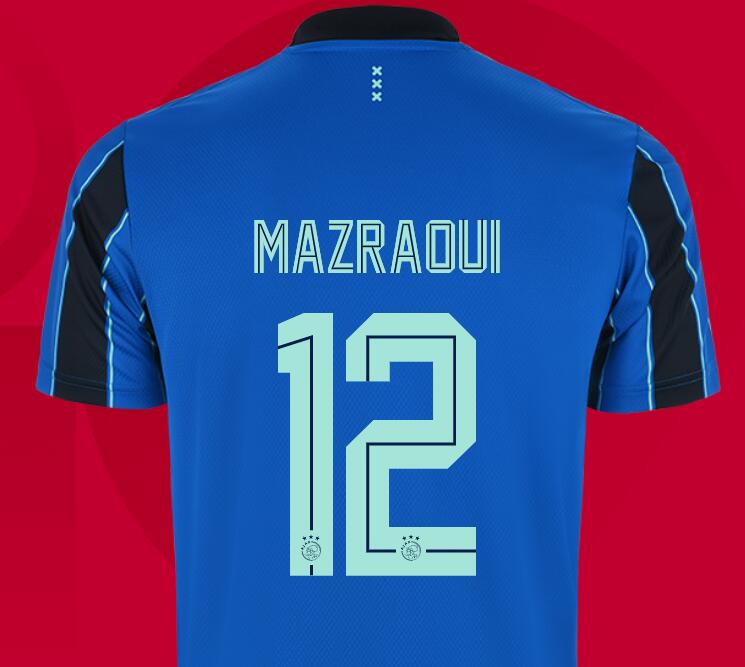 2021/22 Ajax Away Kit Soccer Jersey with Mazraoui 12 printing